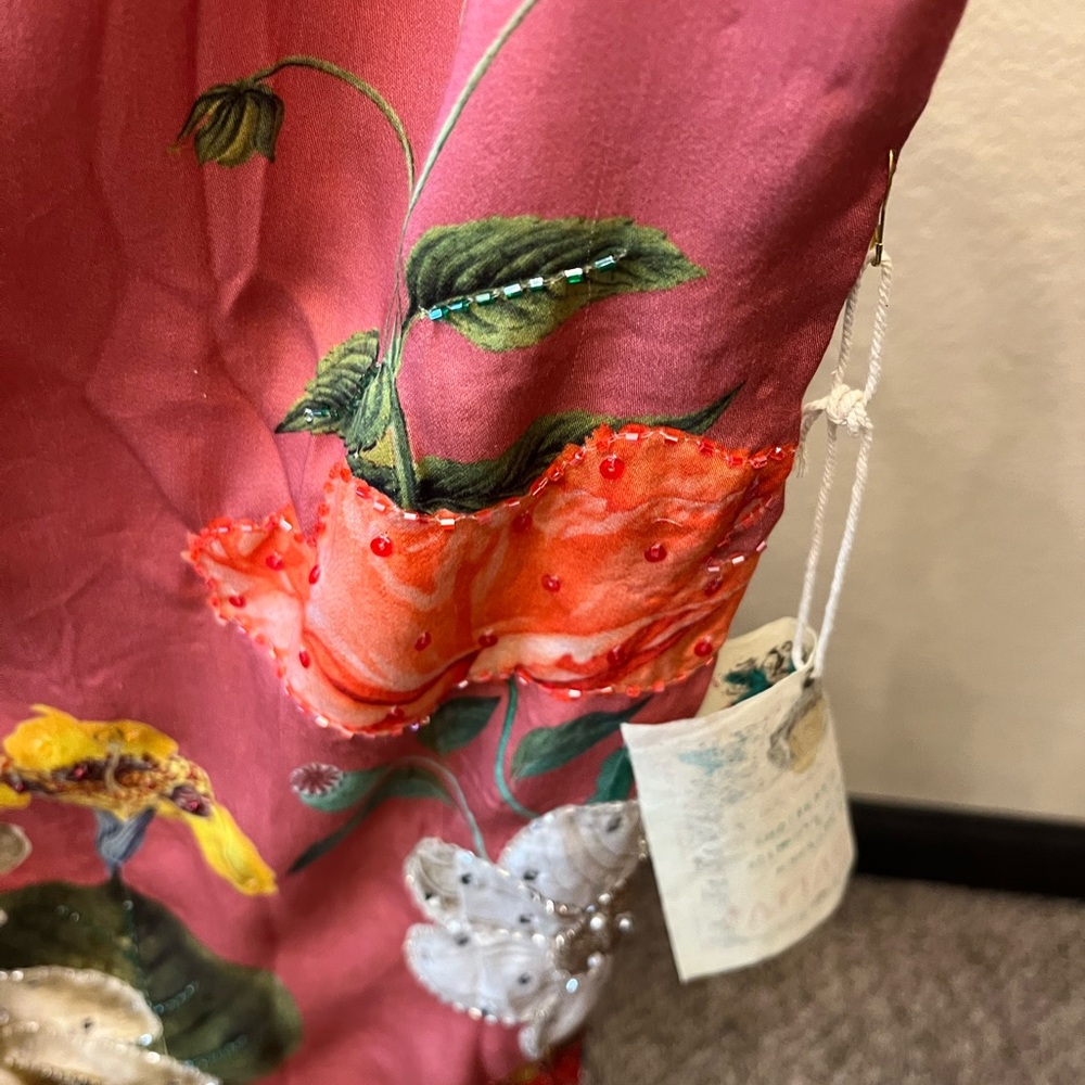 ARATTA Floral Coral Kimono with Teal Trim - Picture 4 of 5